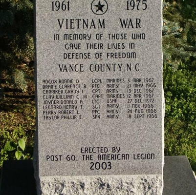 Vance County Vietnam War Memorial, Henderson