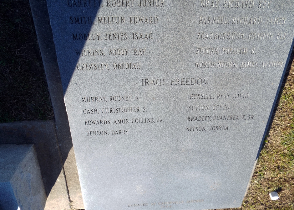Vietnam and Iraq Freedom War Memorial, Greenville