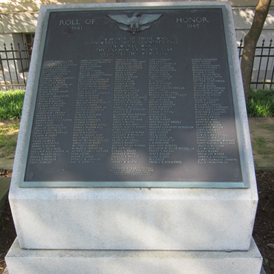 World War II Veterans Monument, Durham