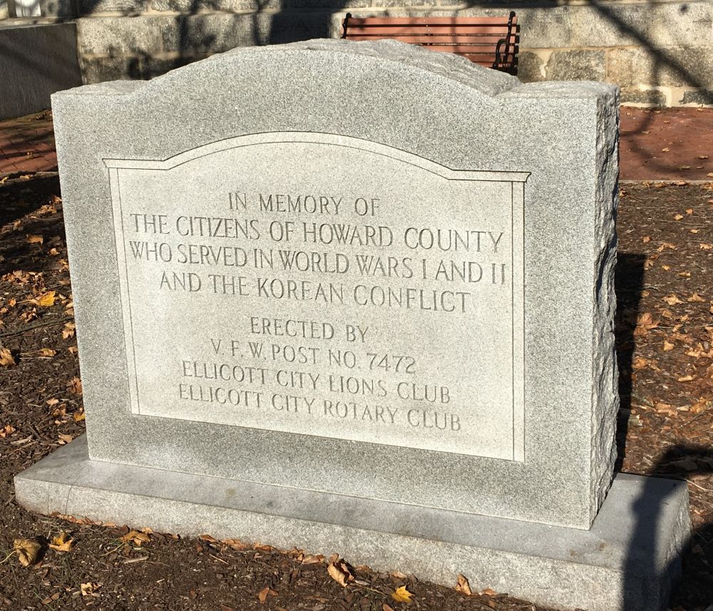 World War I, World War II, Korean Conflict Memorial, Howard County, Maryland