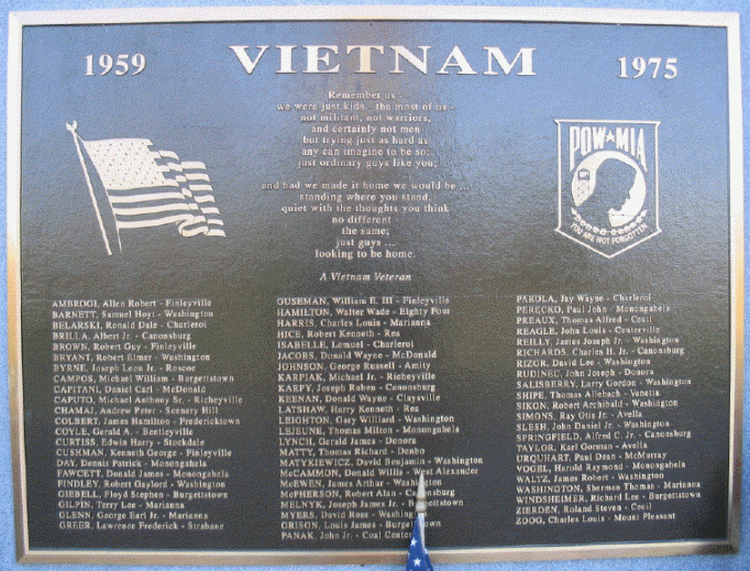 Washington County Pennsylvania Vietnam Veteran's Memorial | The American  Legion