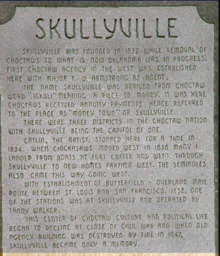 Choctaw Nation Skullyville Cemetery Monument