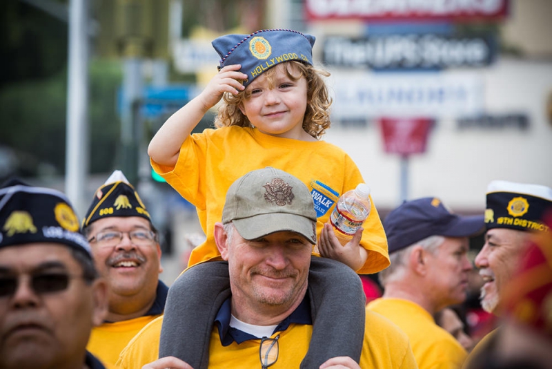 A few of the walkers managed to hitch a ride during the California Walk for Veterans in Hollywood. Photo by Jon Endow