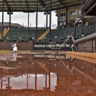 After a rain storm water stands in the infield of Veterans Field at Keeter Stadium, Friday, August 11, 2017 in Shelby, N.C.. Photo by Matt Roth/The American Legion. 