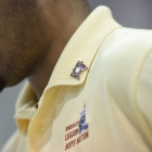 Alabama Nationalist Darius Thomas wears a pin he received from a Minnesota senator on Friday, July 28, 2017. Photo by Clay Lomneth / The American Legion. 