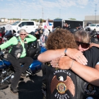 Diana Reeder hugs Debbie Bouffard before the start of the Legacy Run in Fallon, Nev. on Thursday, August 17, 2017. Photo by Clay Lomneth / The American Legion. 