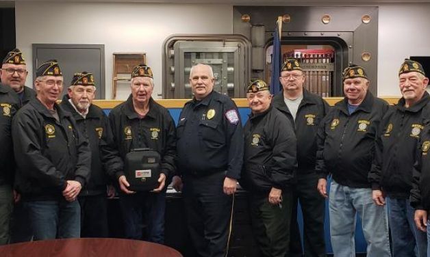 Mayfield (Pa.) American Legion Post 610 presents new AED to Mayfield Borough Police Department