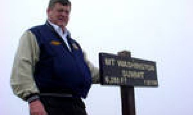 National Commander Clarence Hill atop Mount Washington 
