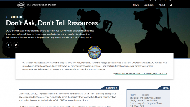 DoD announces effort to make it easier for those discharged for sexual orientation to obtain corrective relief