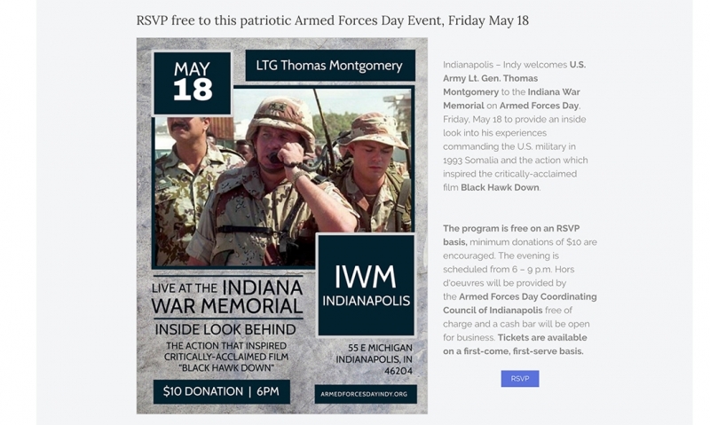 Indianapolis to welcome Lt. Gen. Montgomery from Black Hawk Down