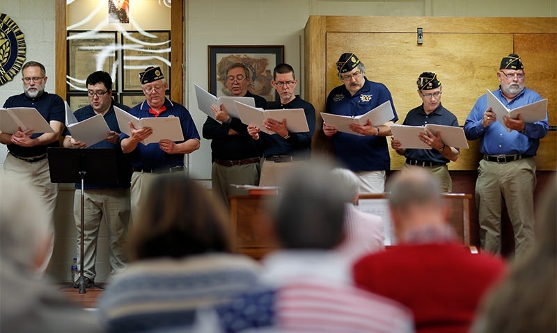 World War I-era music fills the hall of Iowa Post 374