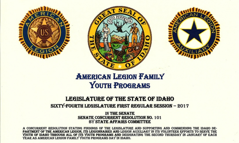Idaho legislature declares annual Legion youth programs day