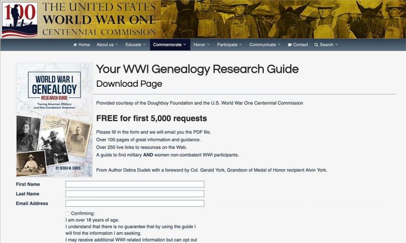 Free WWI genealogy PDF guide offered