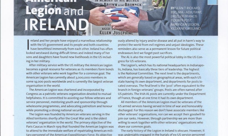 Legion in Ireland focus of magazine story