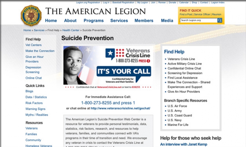 Legion launches Suicide Prevention Web Center