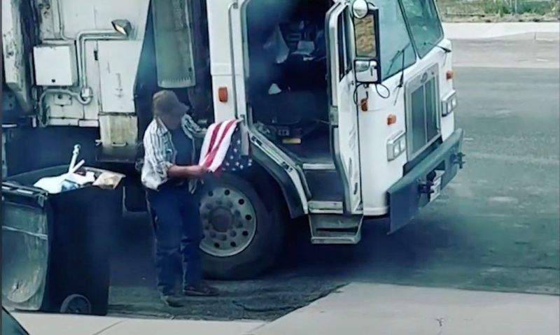 Utah Legionnaire saves flag from trash on garbage route