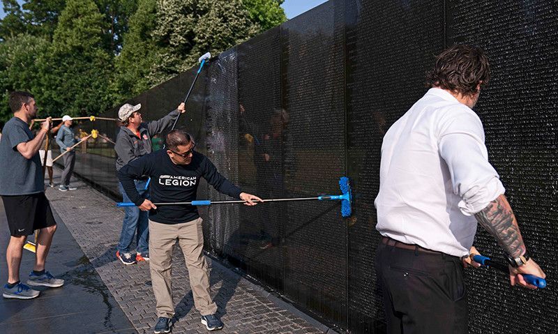 Legion assists in pre-Memorial Day cleanup at Vietnam Wall